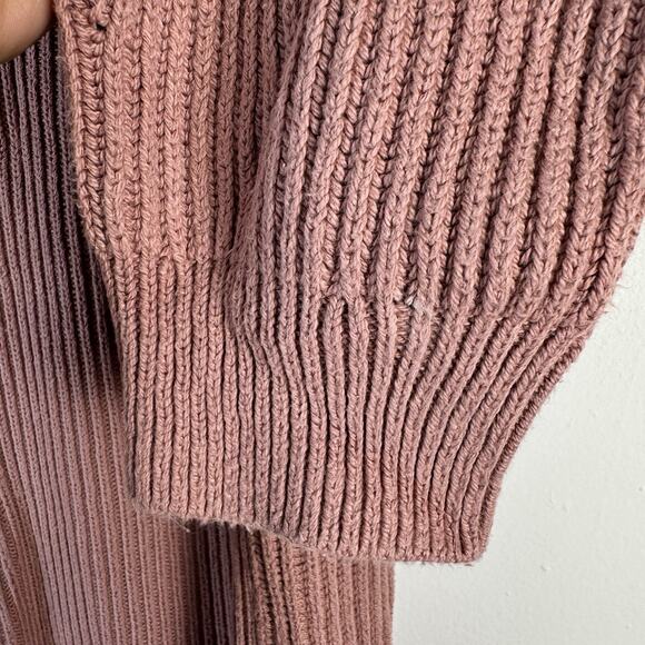 MADEWELL Open Front Cardigan Sweater Pink Rose Dust LARGE 100%Cotton Cozy Knit - Picture 8 of 8